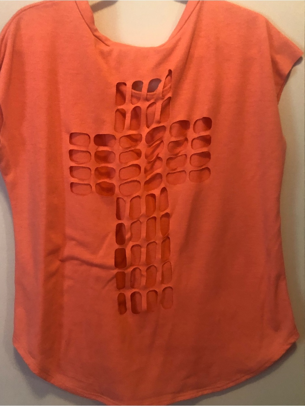 Women's Coral Cutout Cross Back Top